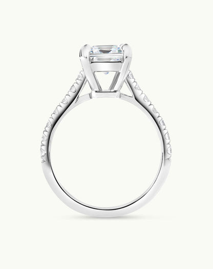 Emerald Pave Engagement Ring – 1 CT Lab Grown Diamond