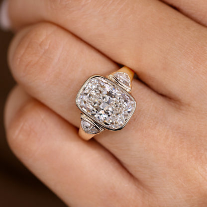 Cushion Hidden Halo Lab Grown Diamond Engagement Ringg