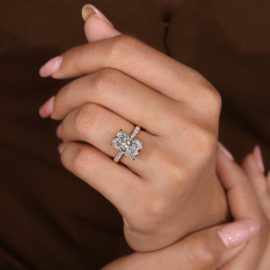 Cushion Hidden Halo Lab Grown Diamond Engagement Ring