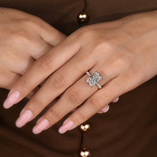 Cushion Hidden Halo Lab Grown Diamond Engagement Ring