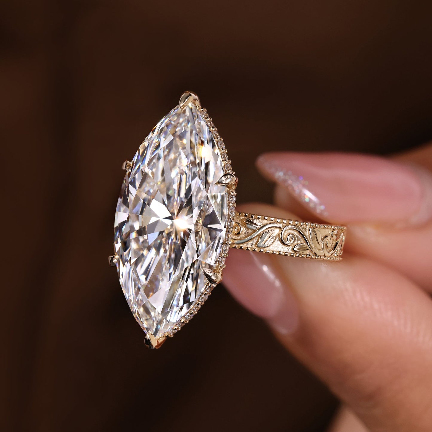Cushion Hidden Halo Lab Grown Diamond Engagement Ring