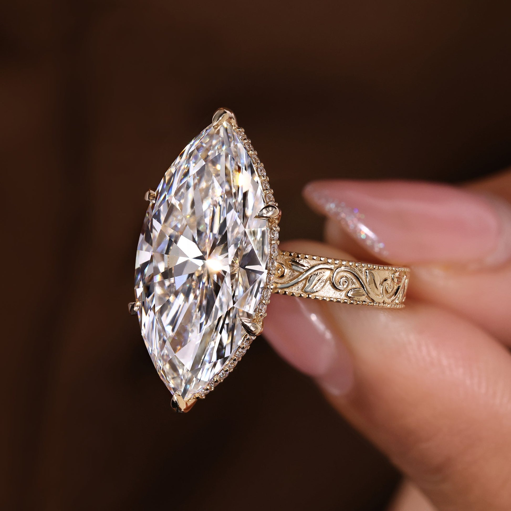 Cushion Hidden Halo Lab Grown Diamond Engagement Ring