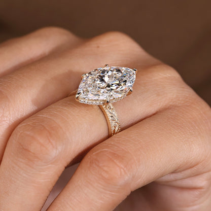 Cushion Hidden Halo Lab Grown Diamond Engagement Ring