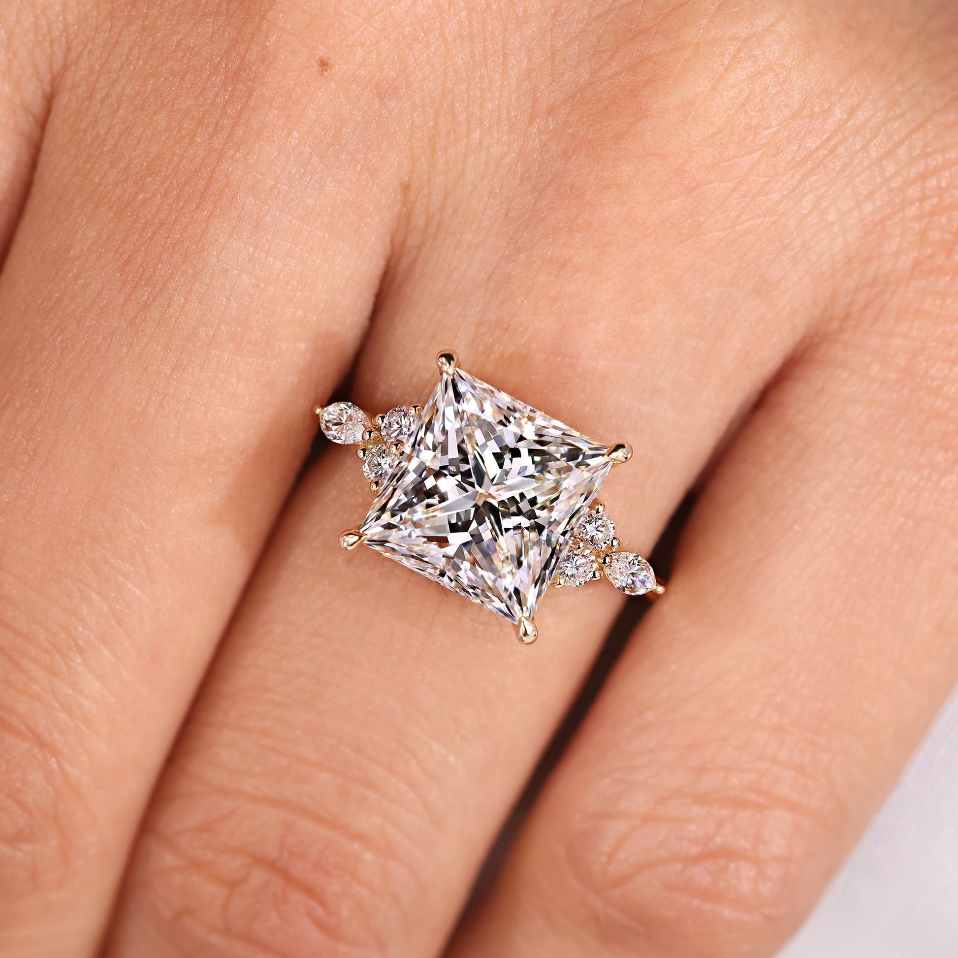Cushion Hidden Halo Lab Grown Diamond Engagement Ring