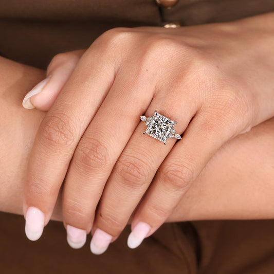 Cushion Hidden Halo Lab Grown Diamond Engagement Ring