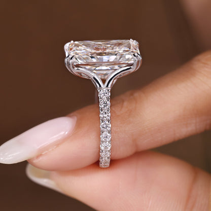 Cushion Hidden Halo Lab Grown Diamond Engagement Ring