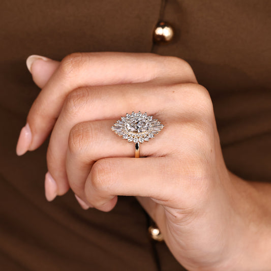 Cushion Hidden Halo Lab Grown Diamond Engagement Ring