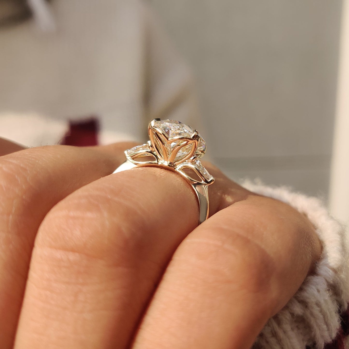 Cushion Hidden Halo Lab Grown Diamond Engagement Ring