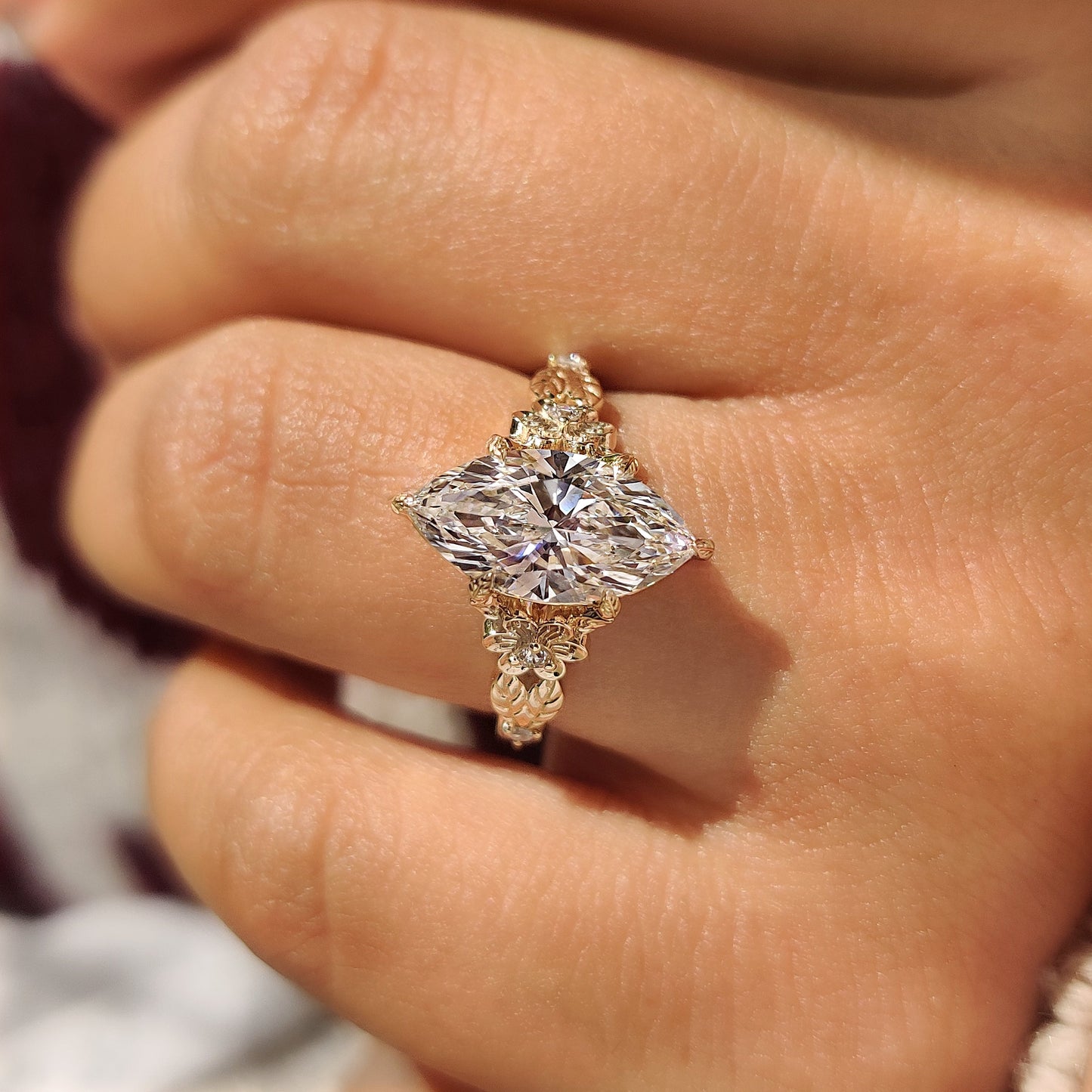 Cushion Hidden Halo Lab Grown Diamond Engagement Ring