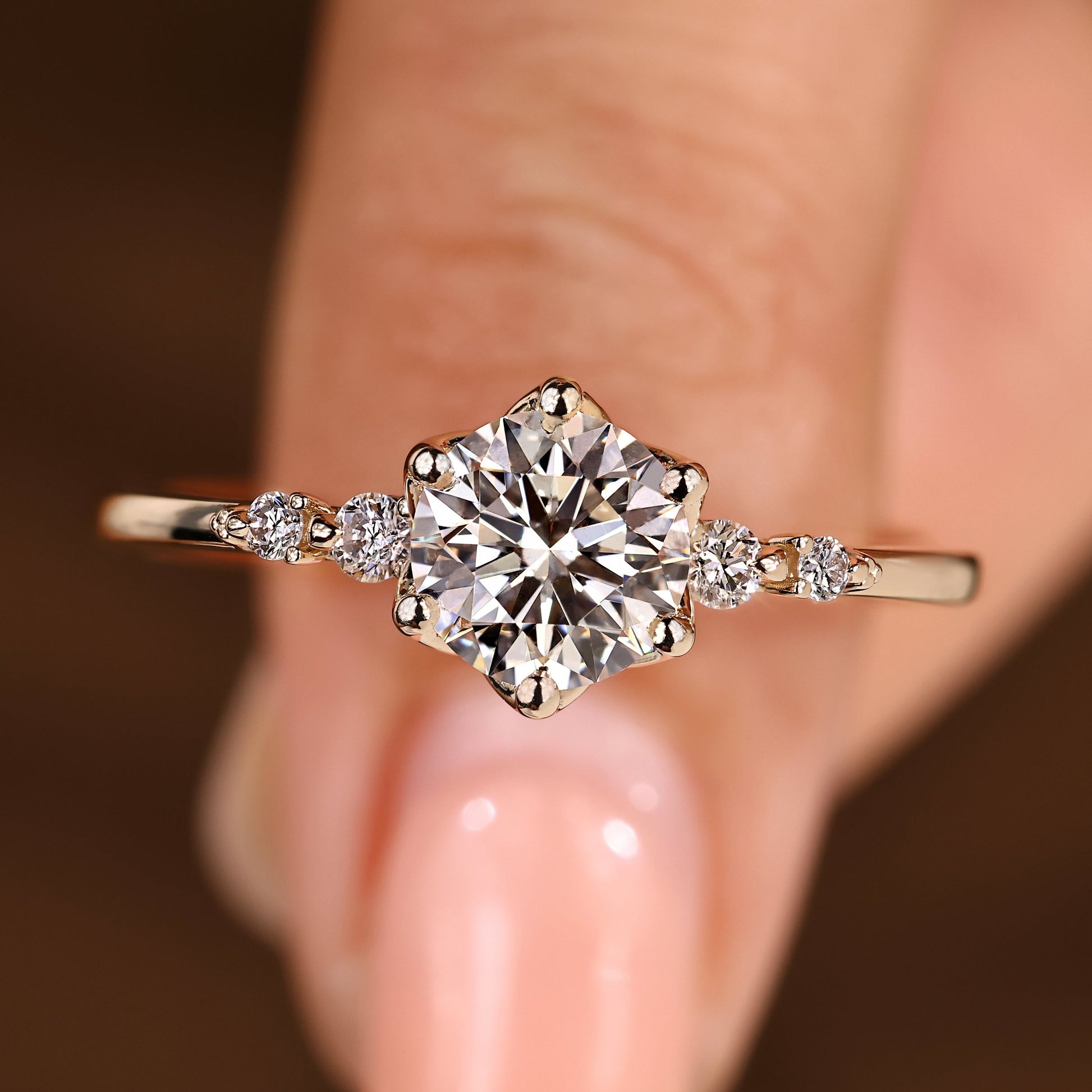 Cushion Hidden Halo Lab Grown Diamond Engagement Ring