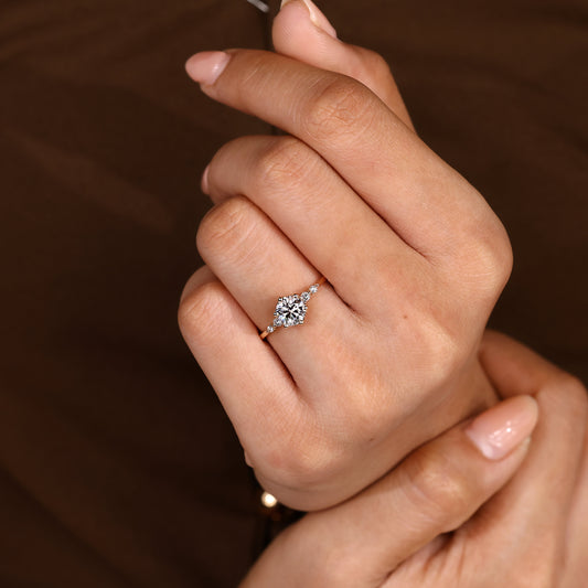 Cushion Hidden Halo Lab Grown Diamond Engagement Ring