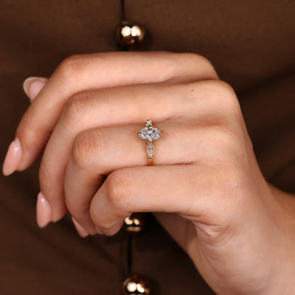 Cushion Hidden Halo Lab Grown Diamond Engagement Ring
