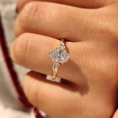 Cushion Hidden Halo Lab Grown Diamond Engagement Ring