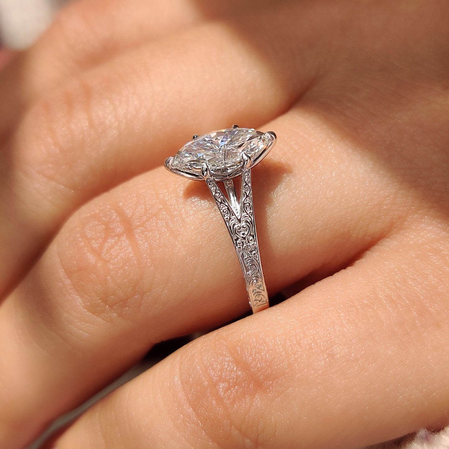 Cushion Hidden Halo Lab Grown Diamond Engagement Ring