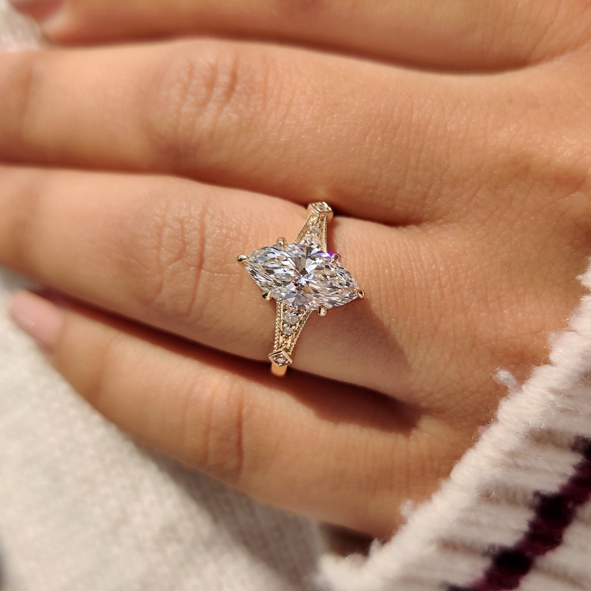 Cushion Hidden Halo Lab Grown Diamond Engagement Ring