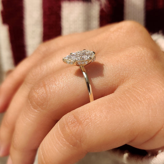 Cushion Hidden Halo Lab Grown Diamond Engagement Ring