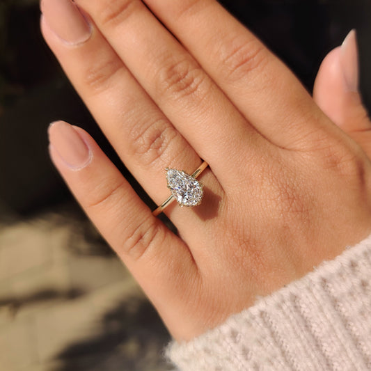 Cushion Hidden Halo Lab Grown Diamond Engagement Ring