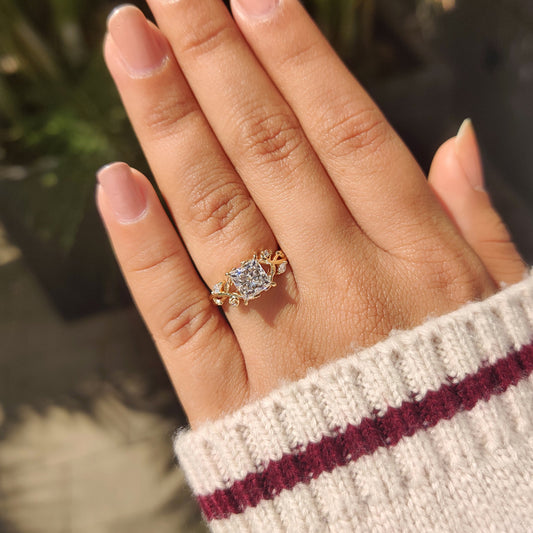 Cushion Hidden Halo Lab Grown Diamond Engagement Ring