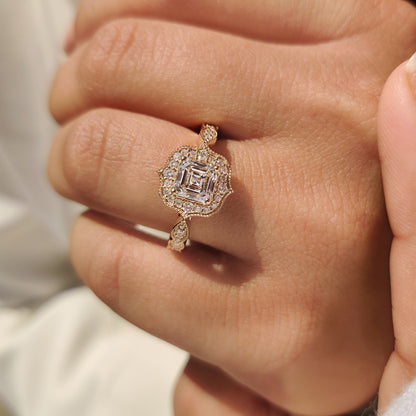 Cushion Hidden Halo Lab Grown Diamond Engagement Ring