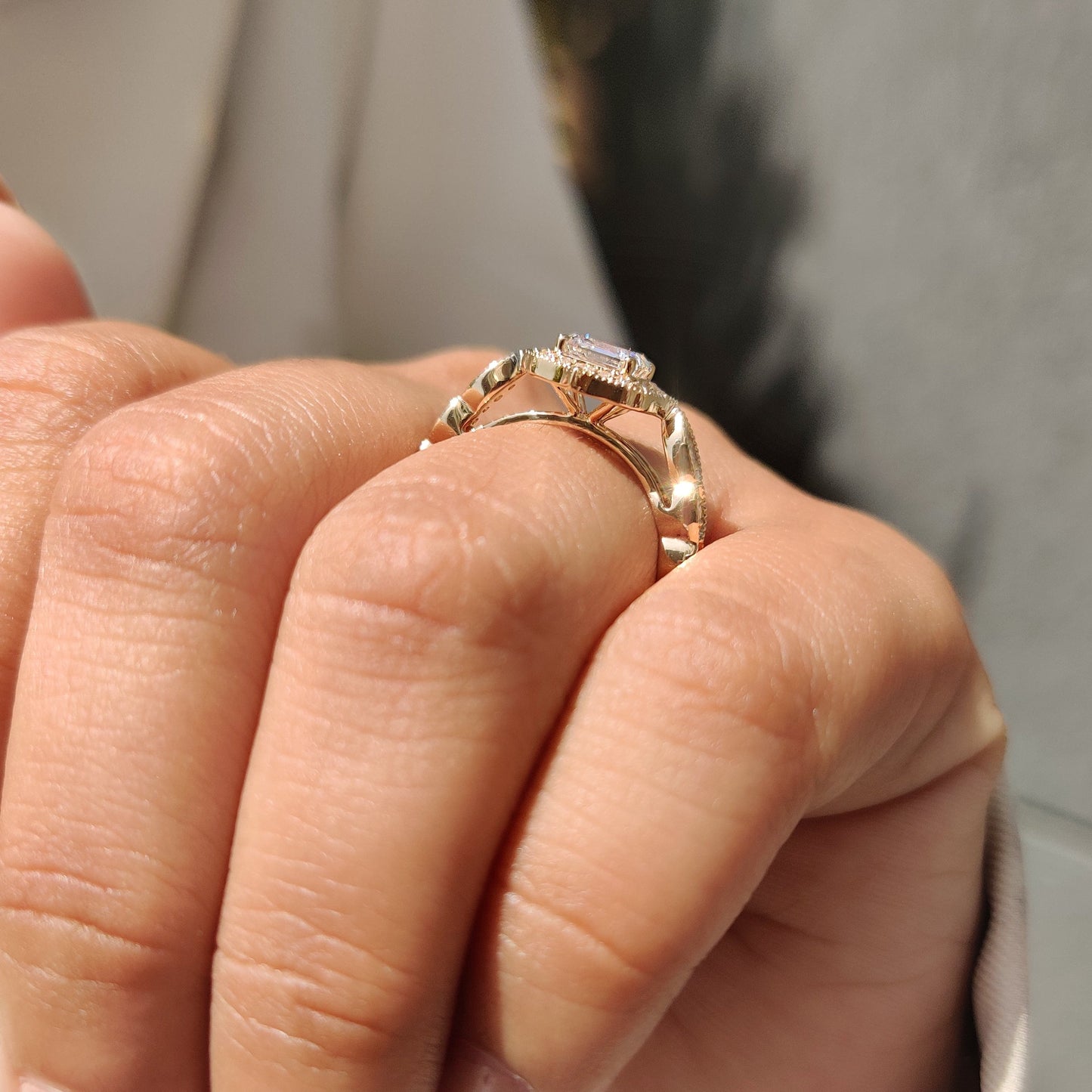 Cushion Hidden Halo Lab Grown Diamond Engagement Ring