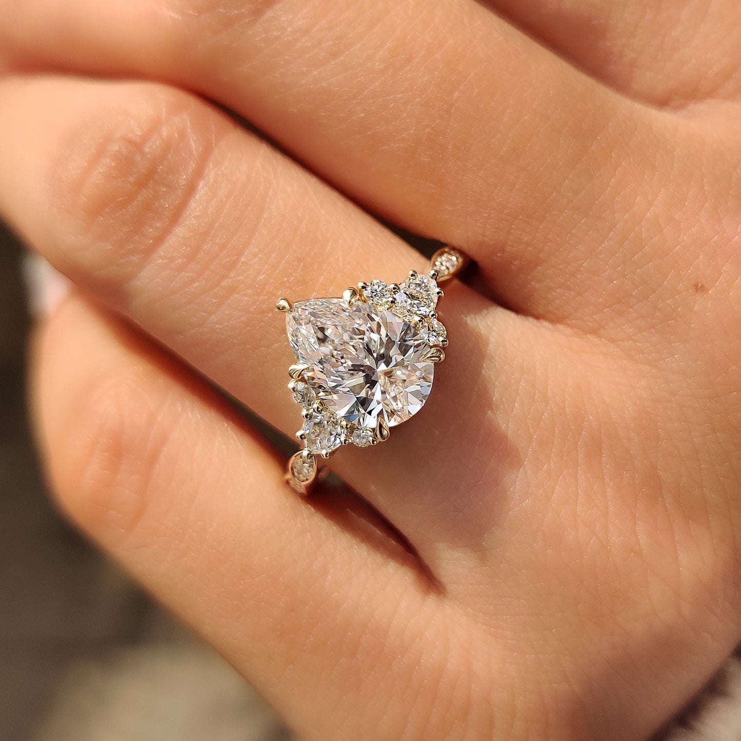 Cushion Hidden Halo Lab Grown Diamond Engagement Ring