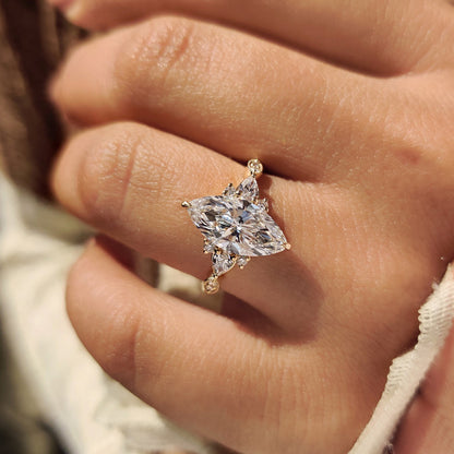 Cushion Hidden Halo Lab Grown Diamond Engagement Ring