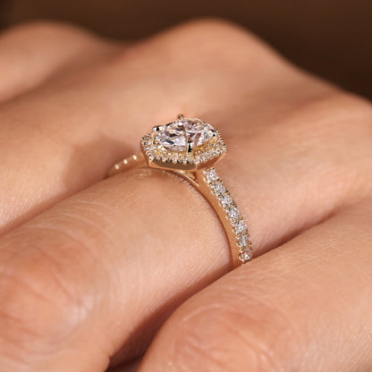 Cushion Hidden Halo Lab Grown Diamond Engagement Ring