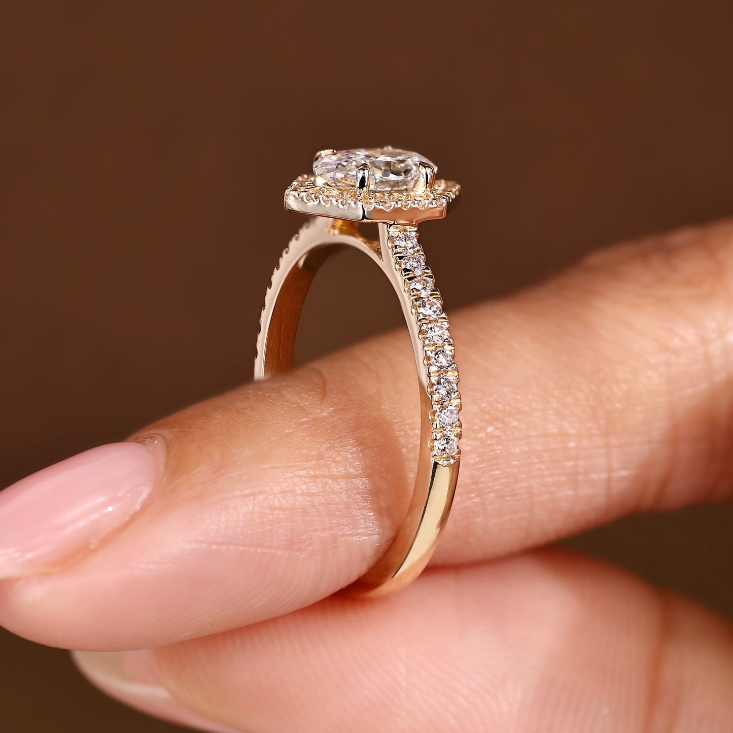 Cushion Hidden Halo Lab Grown Diamond Engagement Ring