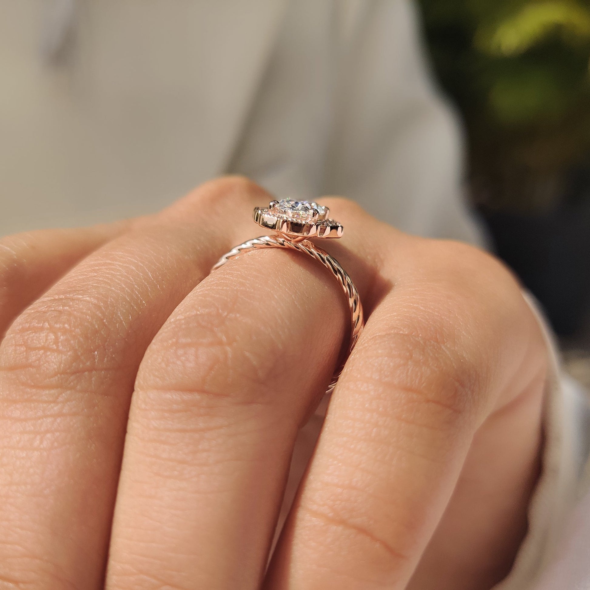 Cushion Hidden Halo Lab Grown Diamond Engagement Ring