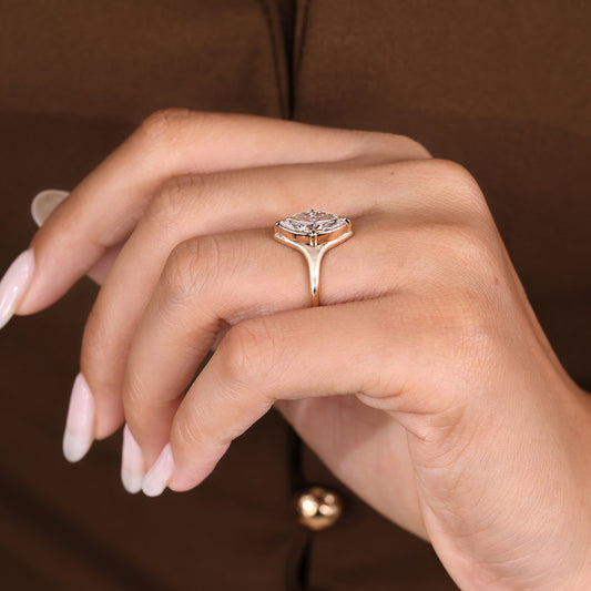 Cushion Hidden Halo Lab Grown Diamond Engagement Ring