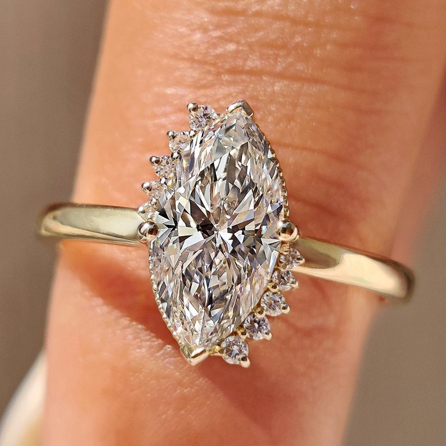 Cushion Hidden Halo Lab Grown Diamond Engagement Ring
