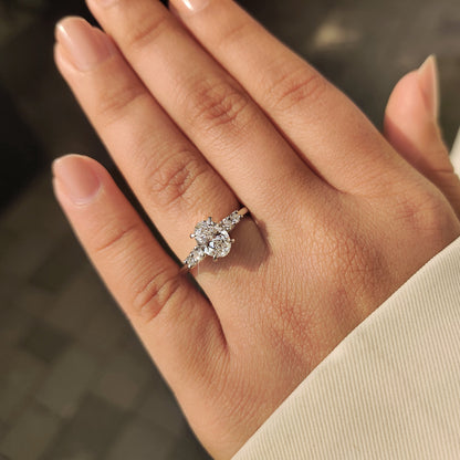 Cushion Hidden Halo Lab Grown Diamond Engagement Ring