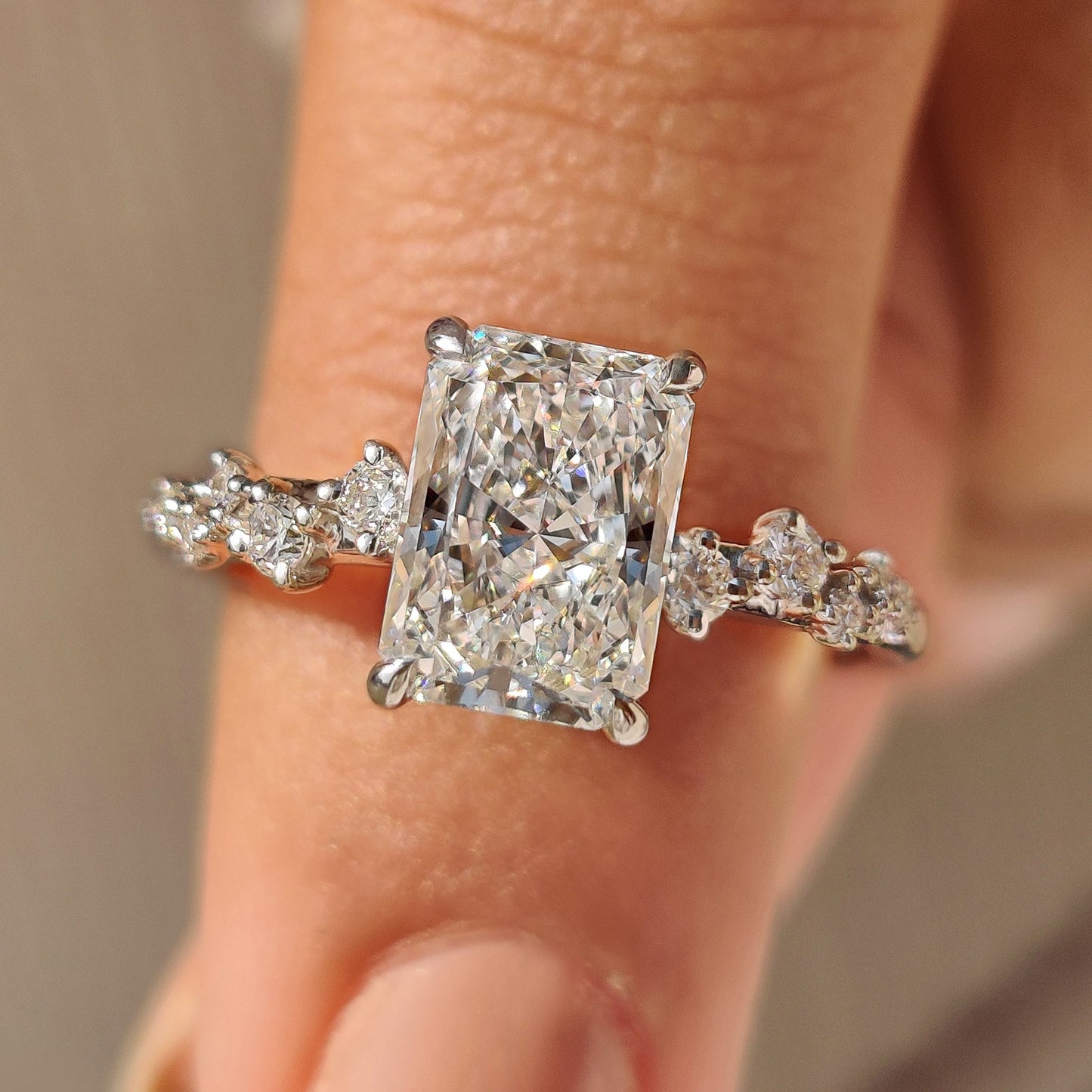 Cushion Hidden Halo Lab Grown Diamond Engagement Ring