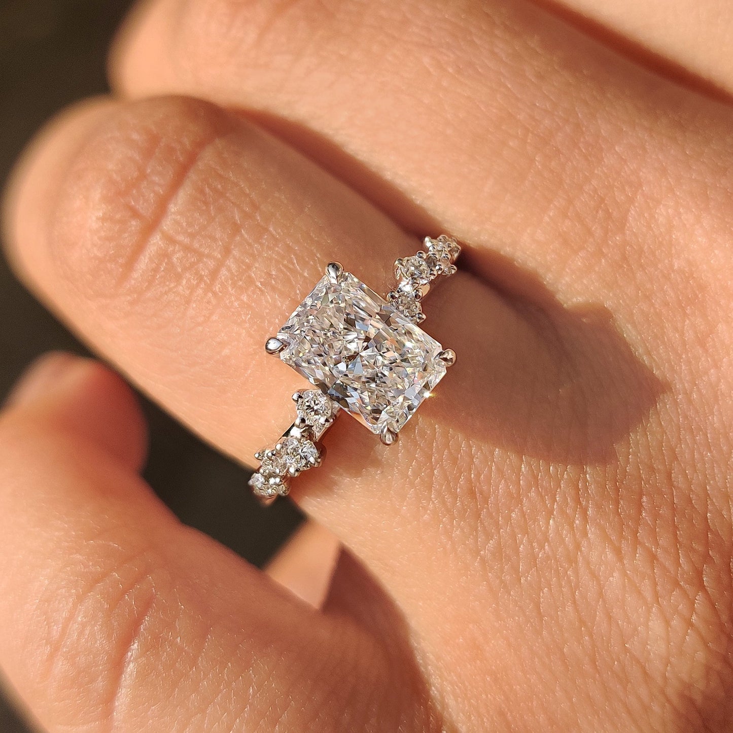 Cushion Hidden Halo Lab Grown Diamond Engagement Ring