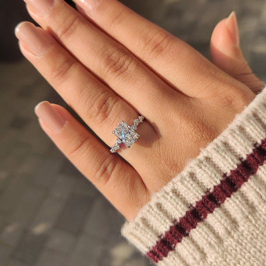 Cushion Hidden Halo Lab Grown Diamond Engagement Ring