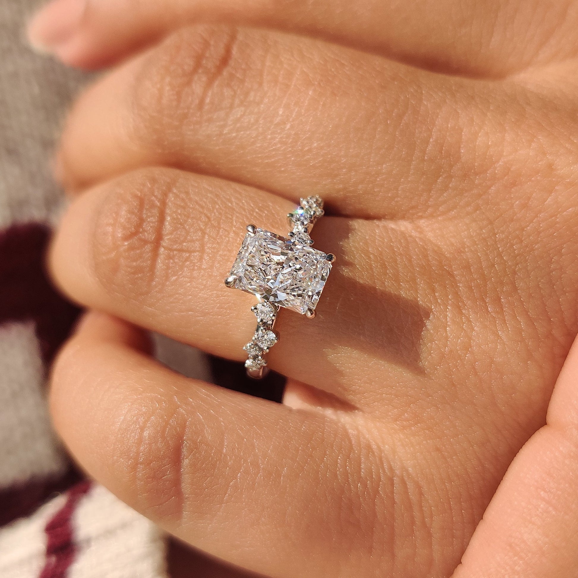 Cushion Hidden Halo Lab Grown Diamond Engagement Ring
