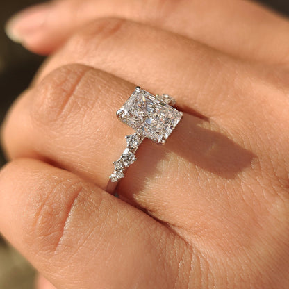 Cushion Hidden Halo Lab Grown Diamond Engagement Ring