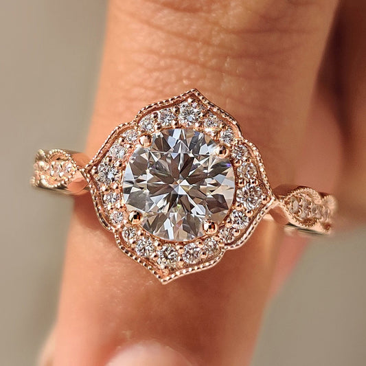 Cushion Hidden Halo Lab Grown Diamond Engagement Ring