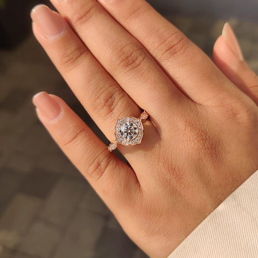 Cushion Hidden Halo Lab Grown Diamond Engagement Ring