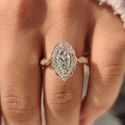 Cushion Hidden Halo Lab Grown Diamond Engagement Ring