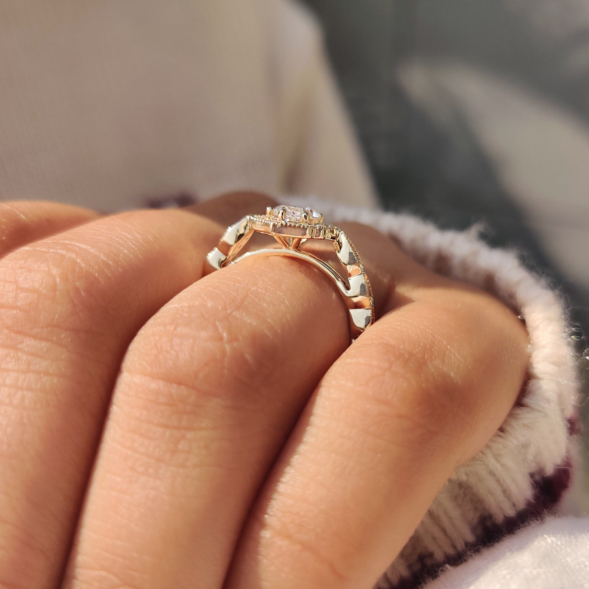 Cushion Hidden Halo Lab Grown Diamond Engagement Ring