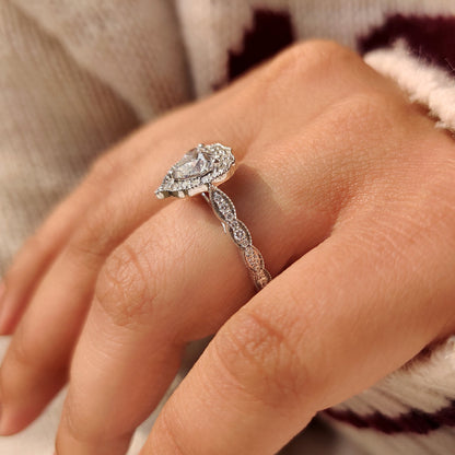 Cushion Hidden Halo Lab Grown Diamond Engagement Ring
