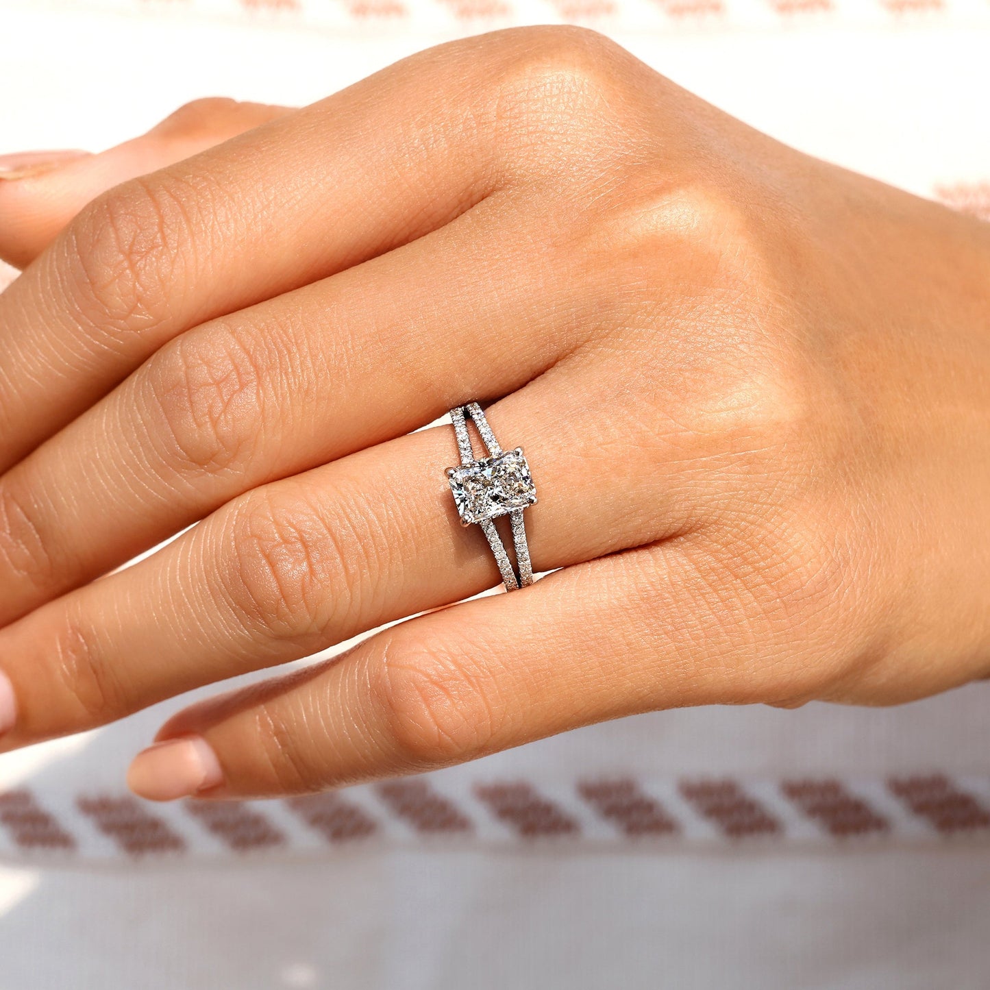 Cushion Hidden Halo Lab Grown Diamond Engagement Ring