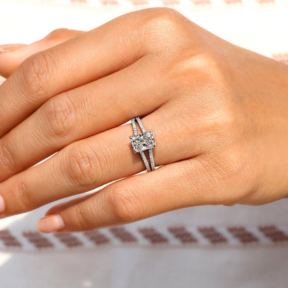 Cushion Hidden Halo Lab Grown Diamond Engagement Ring