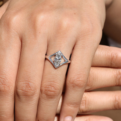 Cushion Hidden Halo Lab Grown Diamond Engagement Ring
