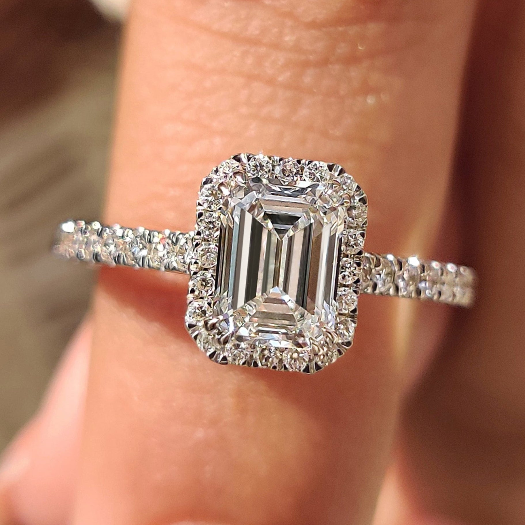 Cushion Hidden Halo Lab Grown Diamond Engagement Ring