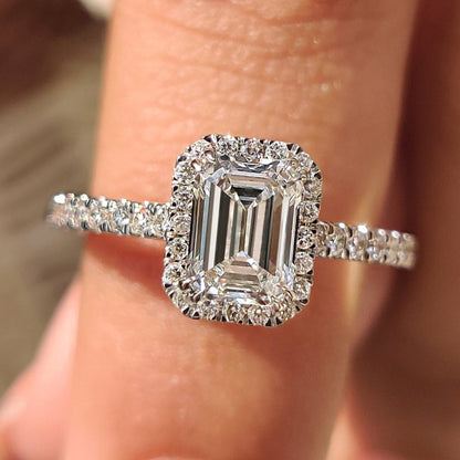 Cushion Hidden Halo Lab Grown Diamond Engagement Ring