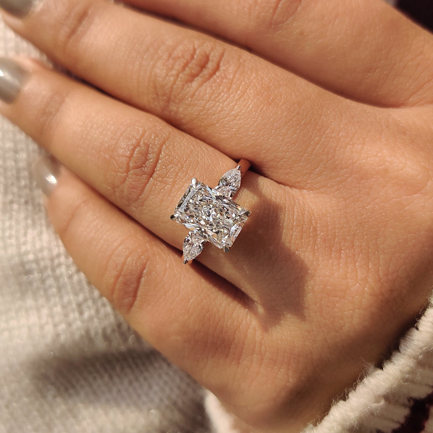 Cushion Hidden Halo Lab Grown Diamond Engagement Ring