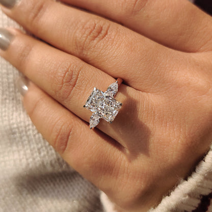 Cushion Hidden Halo Lab Grown Diamond Engagement Ring