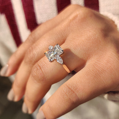 Cushion Hidden Halo Lab Grown Diamond Engagement Ring